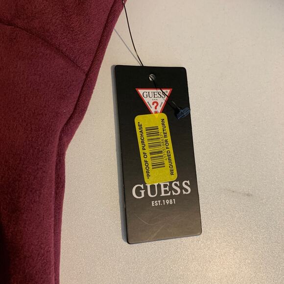 Guess Dress Womens 2 Wine Velvet Wide Puff Pouf Sleeve V Neck Back Zip Sheath - Picture 10 of 16